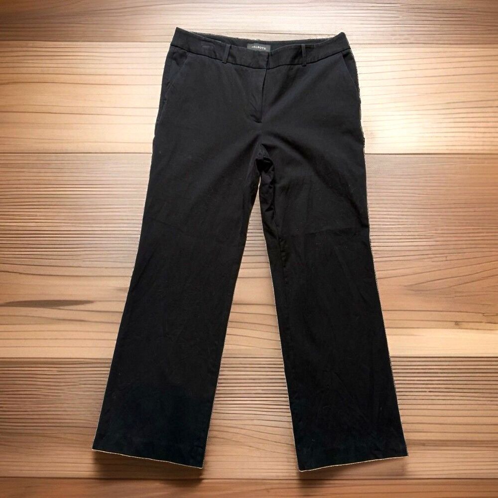 Talbots Womens Size 12 Petite Newport Pants Black Stretch Flat Front Short